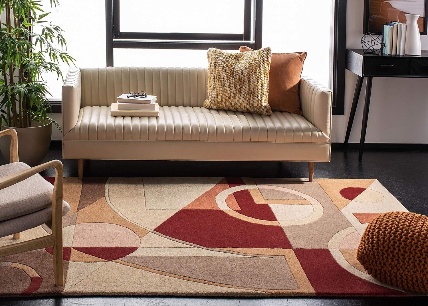 SAFAVIEH Rodeo Drive Clarissa Abstract Geometric Wool Area Rug, Beige/Multi, 9'6" x 13'6"