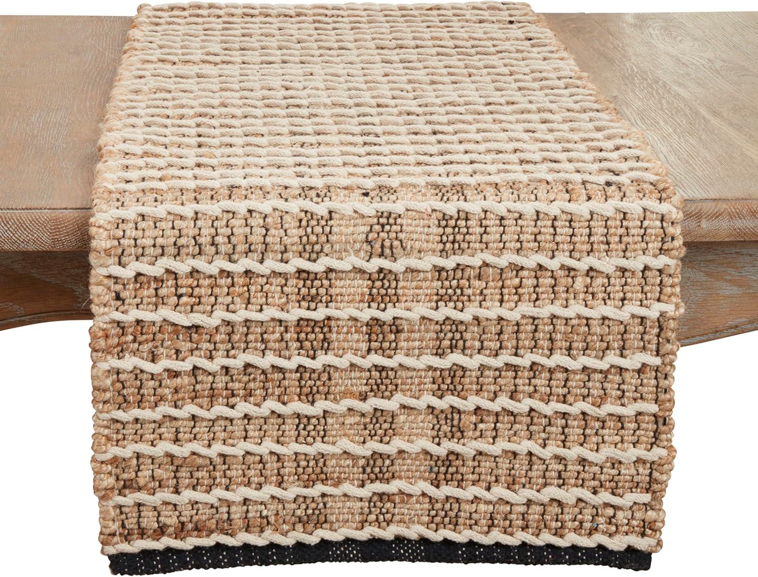 Saro Lifestyle Rope Knotwork Design Table Runner, Beige, 16"x72"