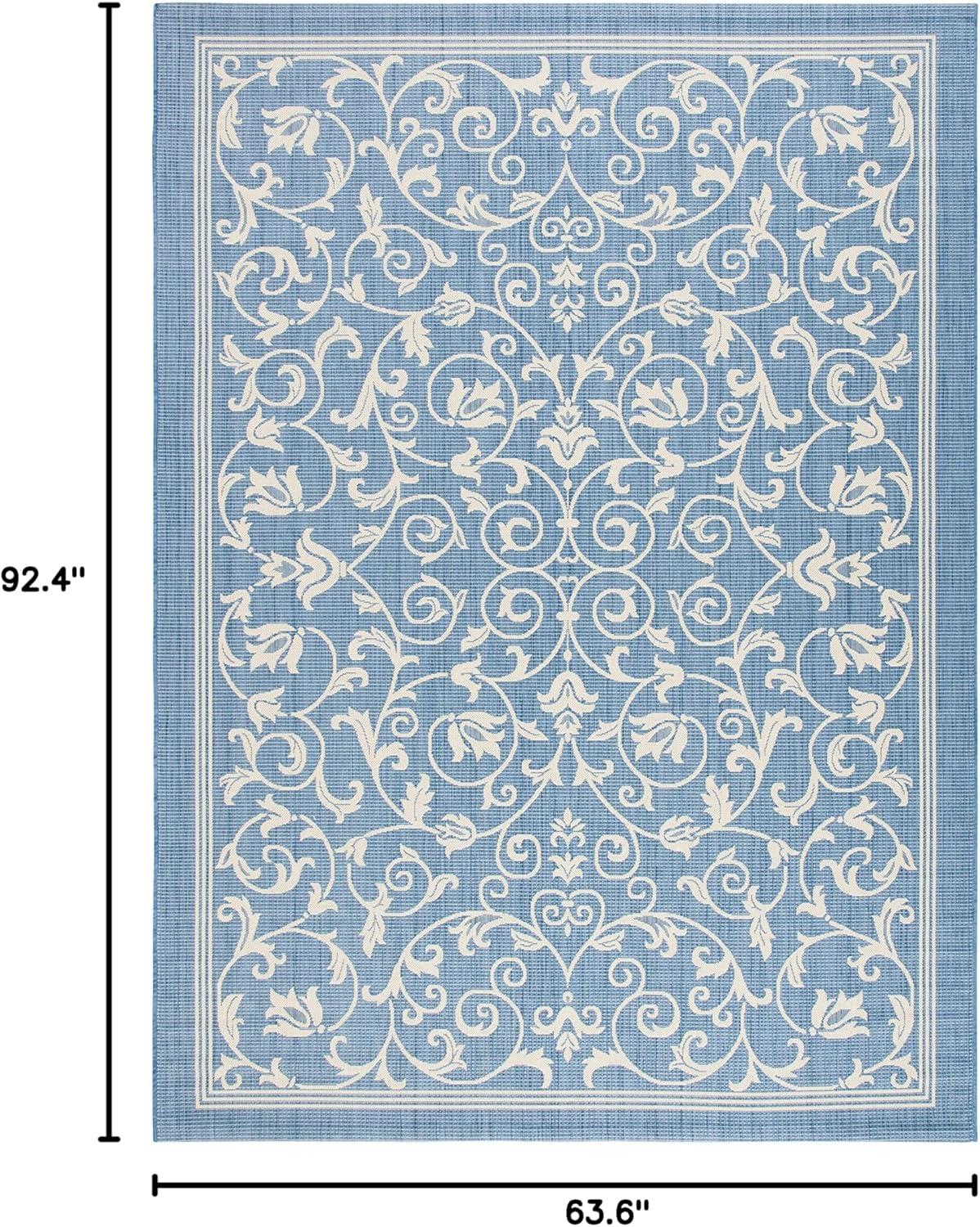 Courtyard CY2098 Power Loomed Indoor and Outdoor Area Rug - Navy/Beige - 5'3"x7'7" - Safavieh