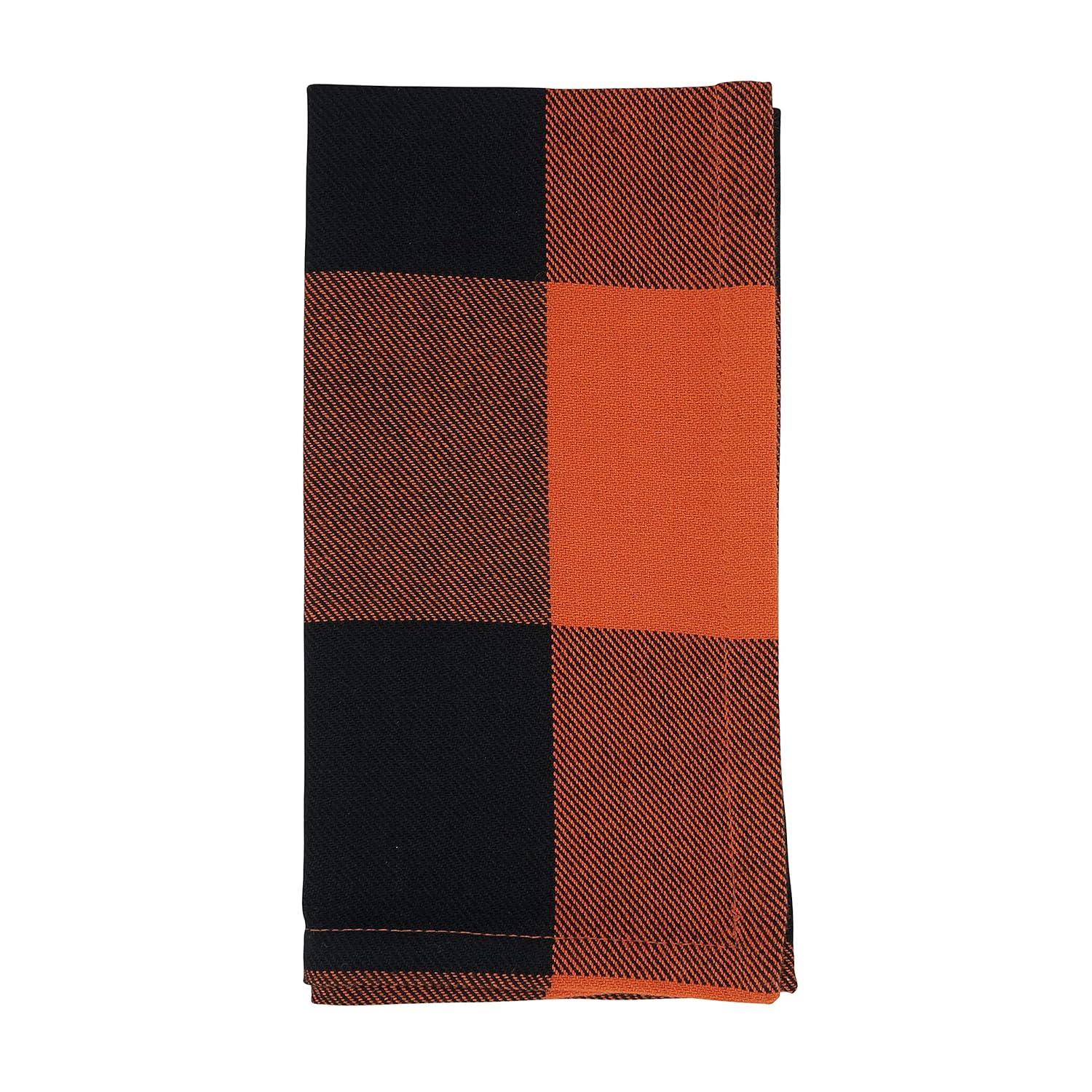 Saro Harvest Buffalo Plaid Collection 100% Cotton Plaid Square Napkin (Set of 4)