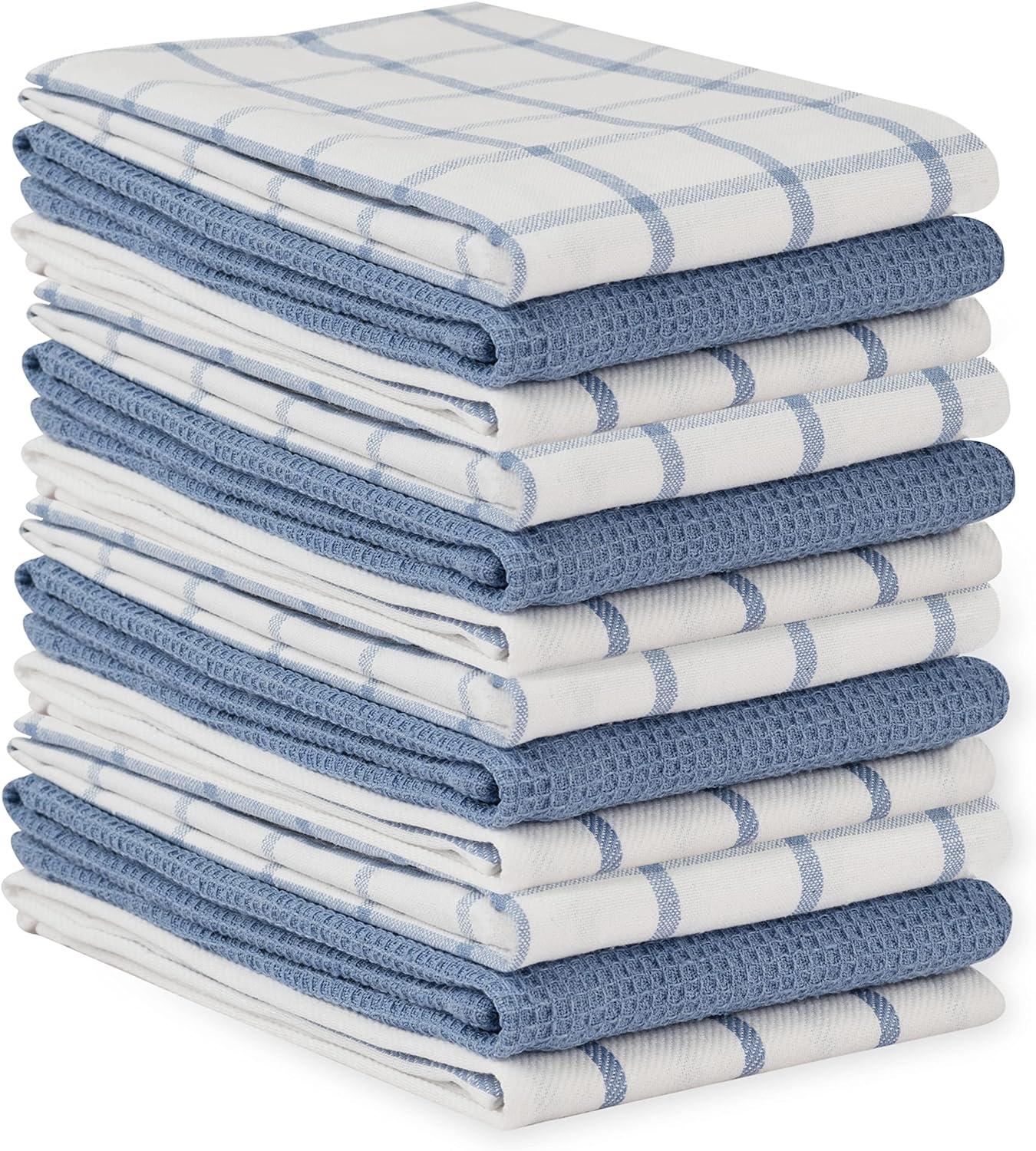 Indigo and White Cotton Kitchen Towel Set, 12-Pack