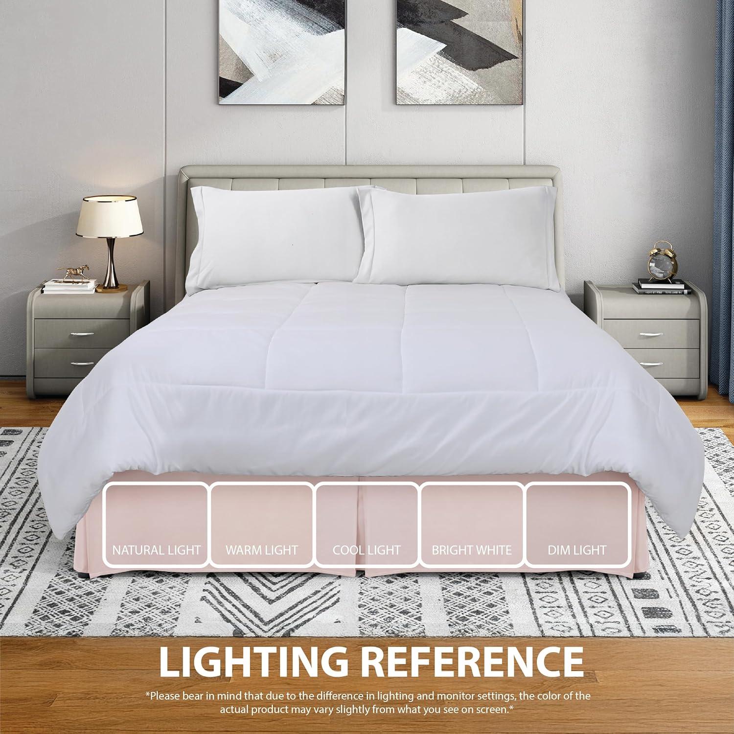 Swift Home | Basics Pleated Microfiber Bed Skirt 14-inch Drop Rose Blush Full