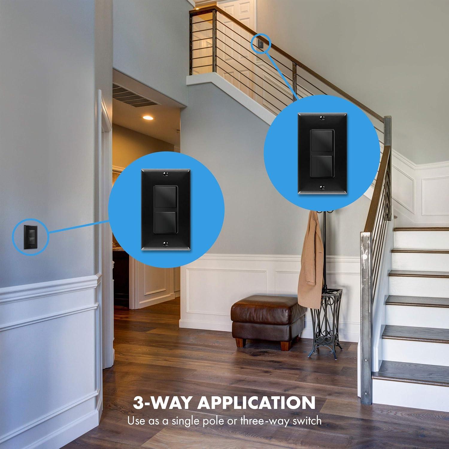 ENERLITES Double Paddle Rocker Decorator Switch, Ground terminal, Clamp-Type Back Insert Wiring, Copper Wires Only, Single Pole, Residential/Commercial Grade, 15A 120-277VAC, 62834-GD, Gold