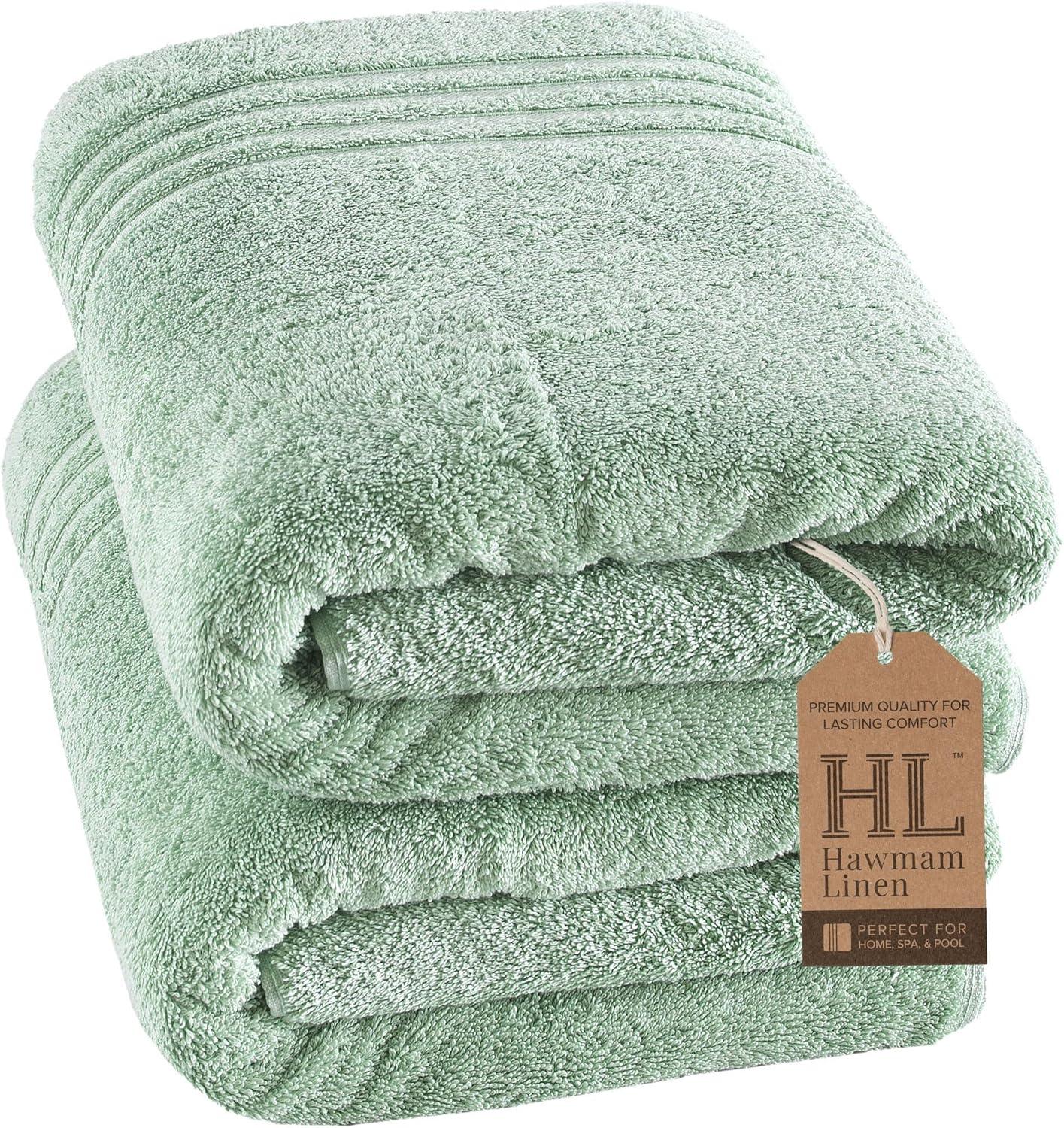 Jumbo Large Bath Sheets Towels 2 Pack Soft and Absorbent, 100% Cotton Towels (Sea Salt, Bath Sheet)