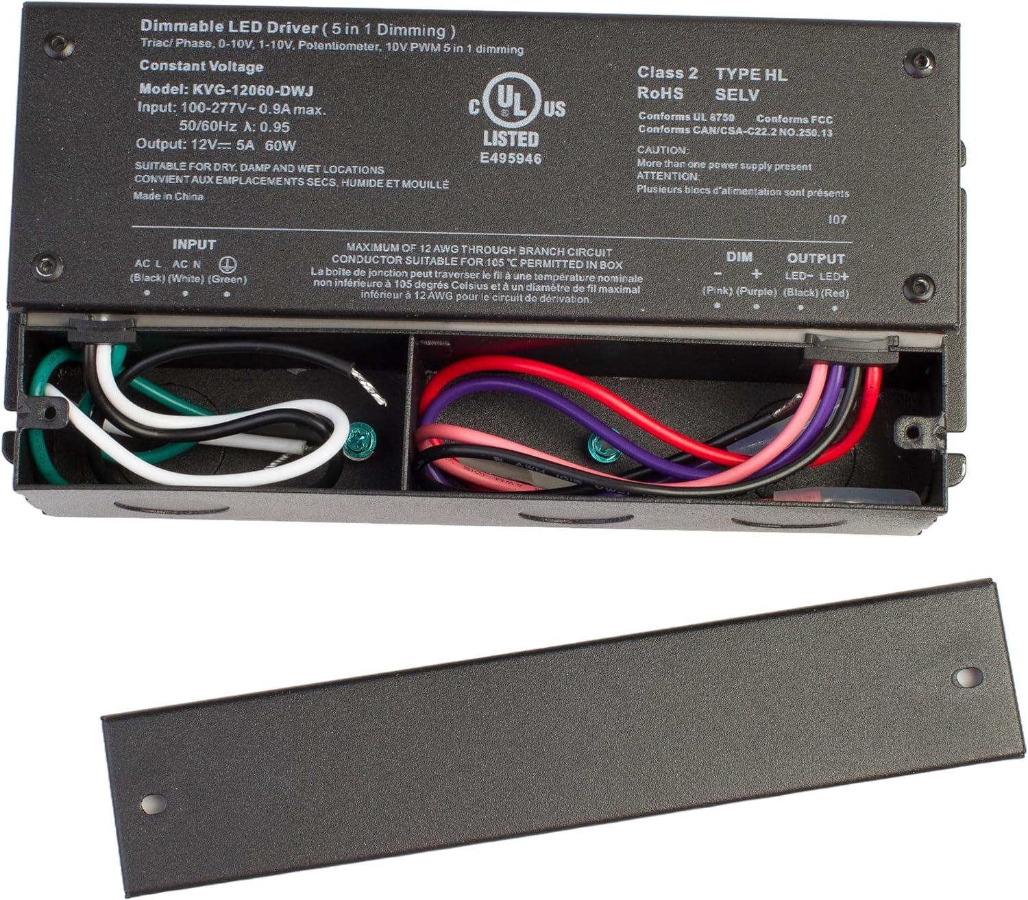 UL listed 12v 5A 60w class 2 dimmable LED driver power supply for led strip light