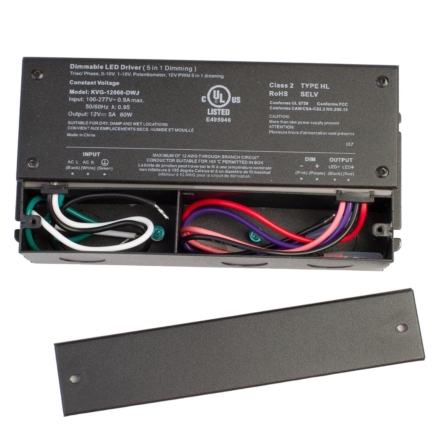 UL listed 12v 5A 60w class 2 dimmable LED driver power supply for led strip light