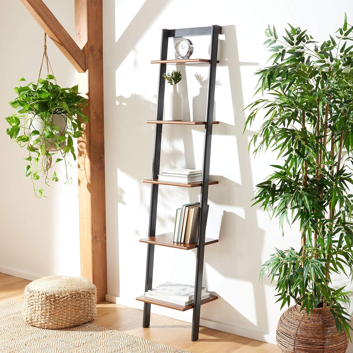 Allaire 5 Tier Leaning Etagere - ETG9400 - Honey Brown/Charcoal - Safavieh