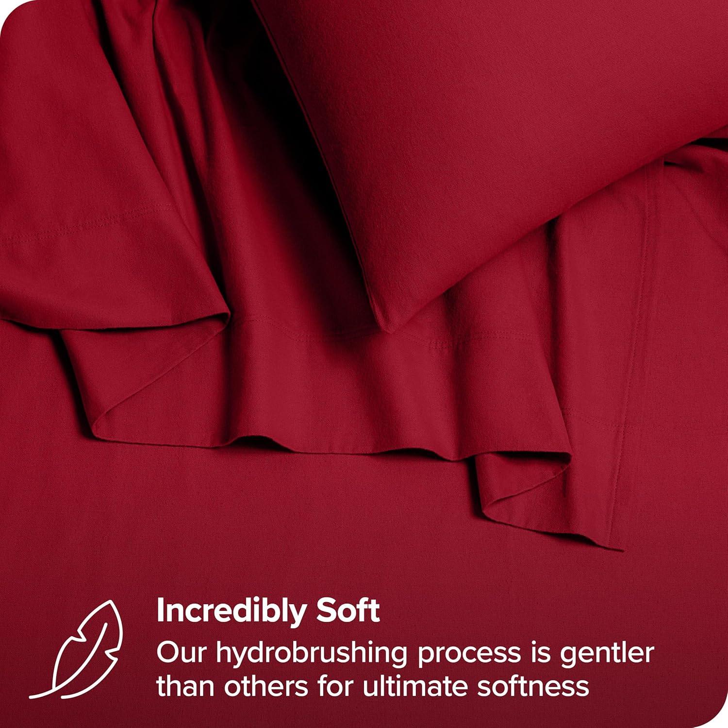 Red Organic Flannel Twin XL Sheet Set by Bare Home