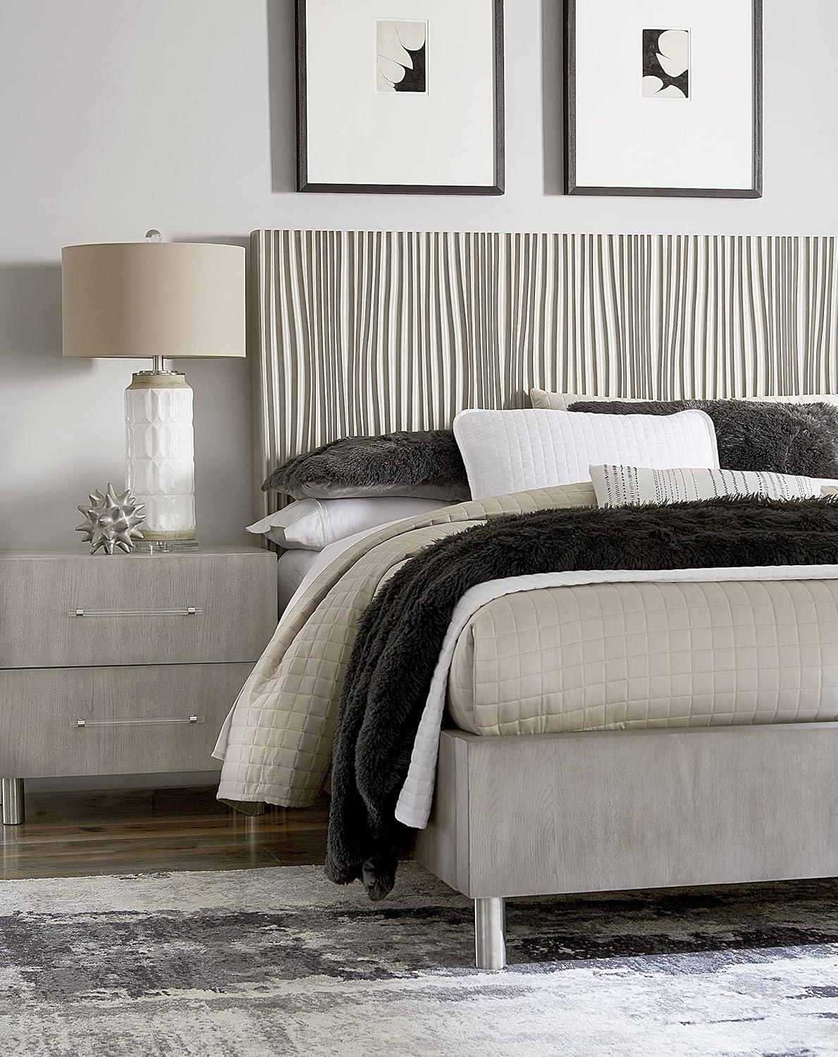 Modus Furniture Argento Wave-Patterned Bed in Misty Grey