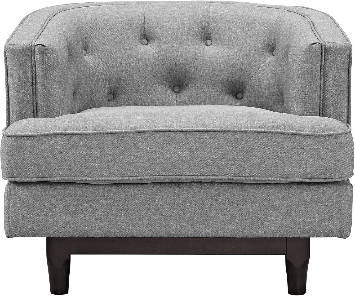 Modway Coast Upholstered Fabric Armchair in Light Gray