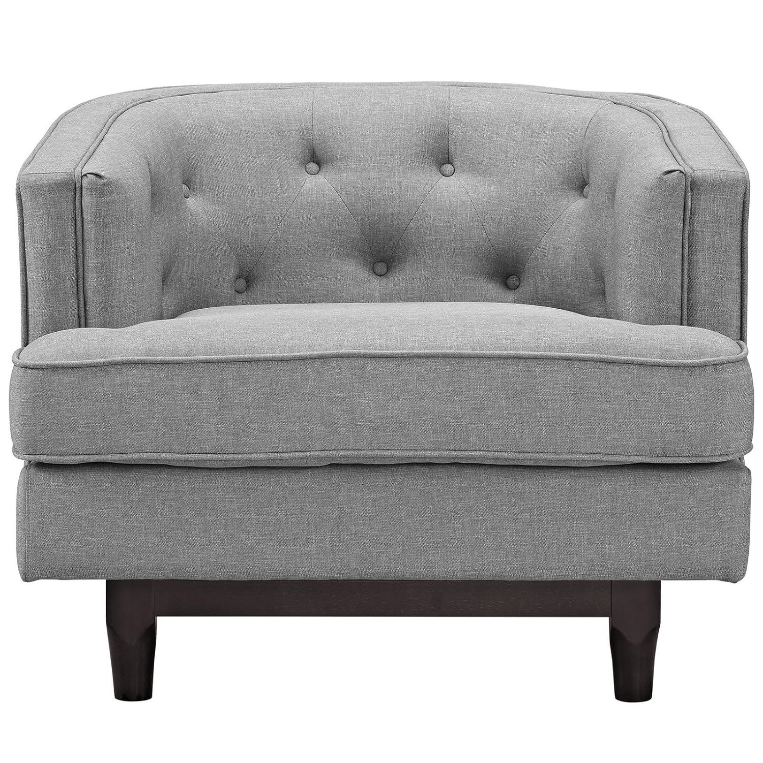 Modway Coast Upholstered Fabric Armchair in Light Gray