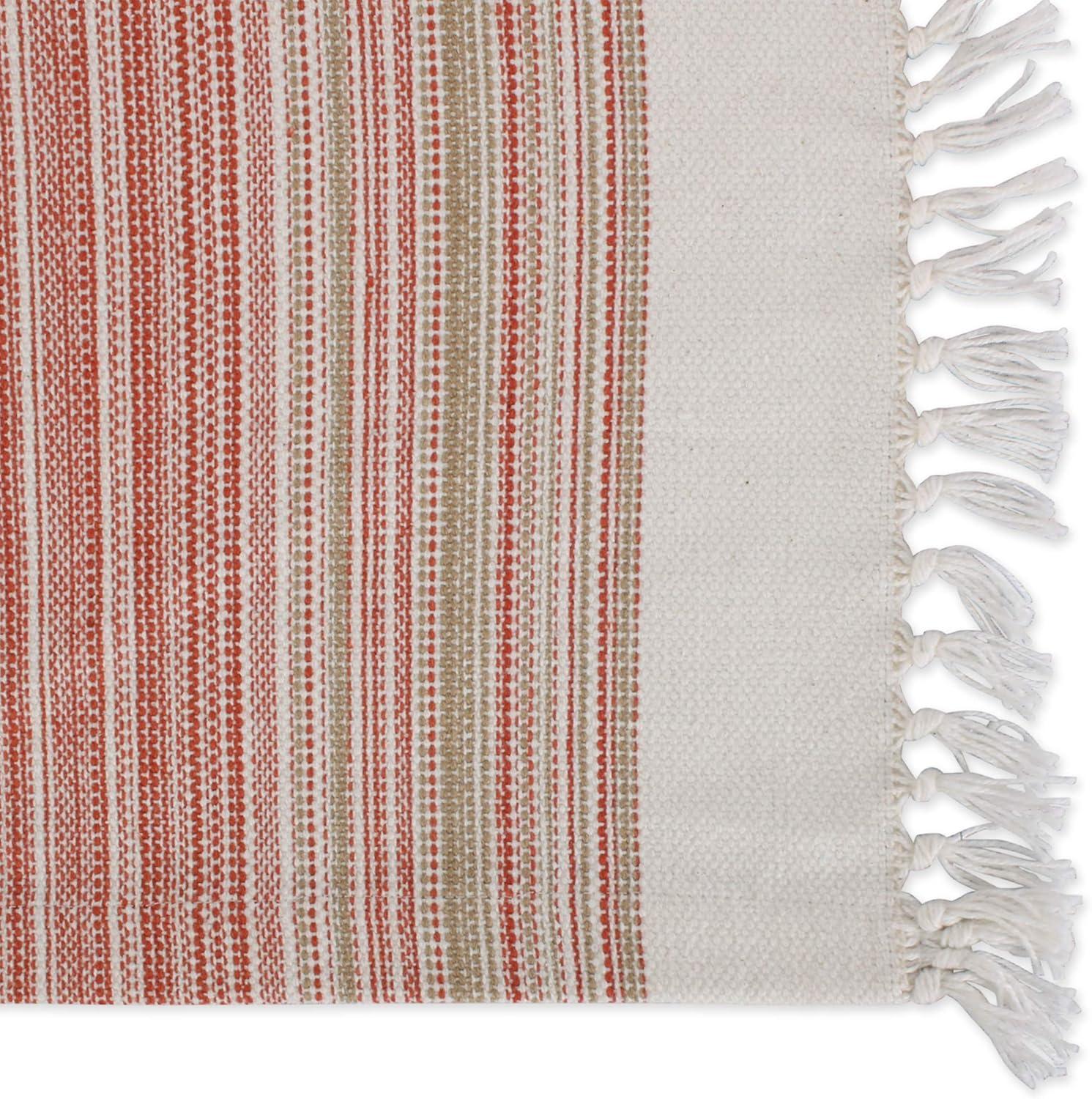 6pk Cotton Pimento Striped Placemats with Fringe - Design Imports: Washable Kitchen & Dining Table Decor, Rectangle, 13"x11"