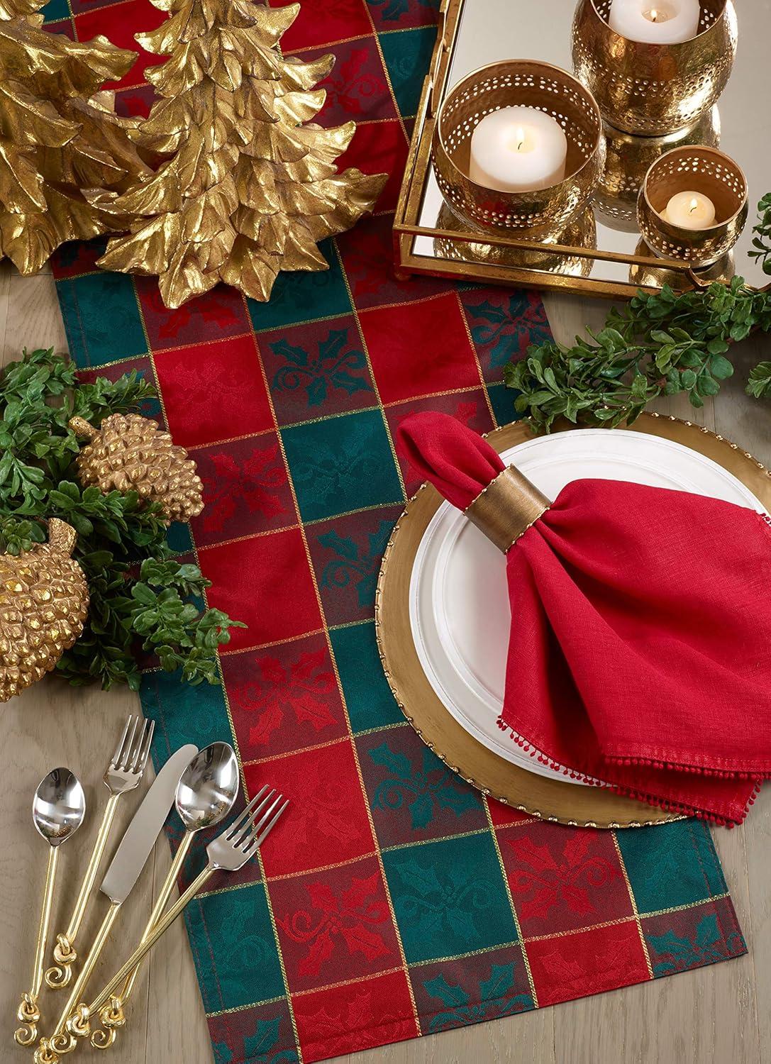 Saro Lifestyle Plaid Design Holiday Table Runner