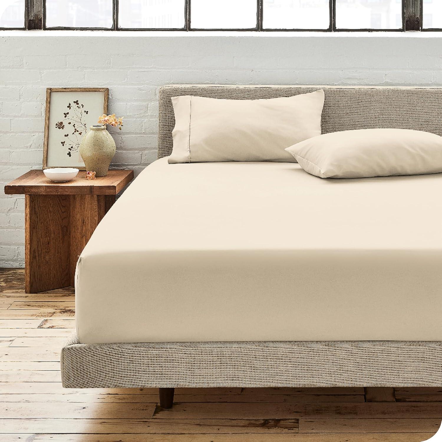 Bare Home 300 Thread Count Organic Cotton Percale Fitted Sheet