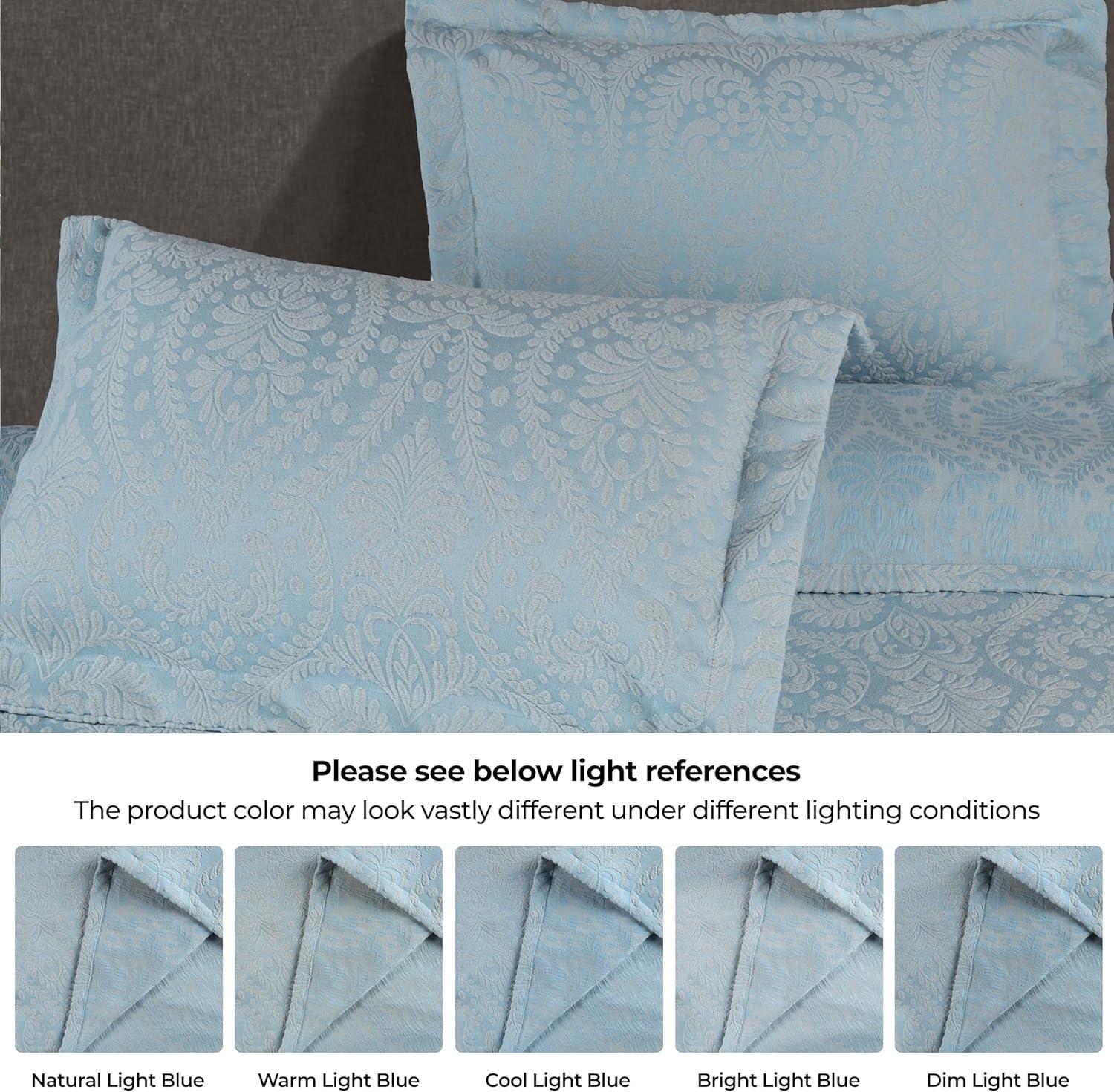 Superior 2 Piece Aspen Cotton Blend Light Blue Bedspread Set, Twin