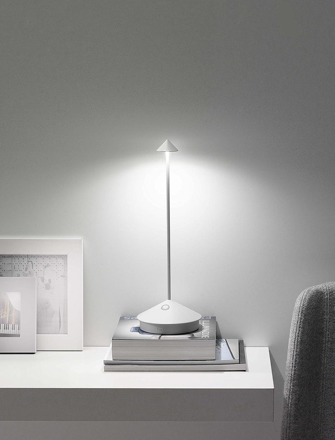 Zafferano Pina 11.4" 1-Light Portable Table Lamp Dimmable White with Polycarbonate Shade