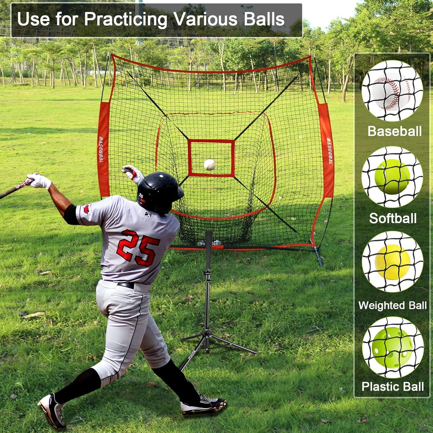 Zeny 7' x 7' Baseball Softball Practice Net Hitting Pitching Training Net w/Strike Zone,Bow Frame & Carry Bag