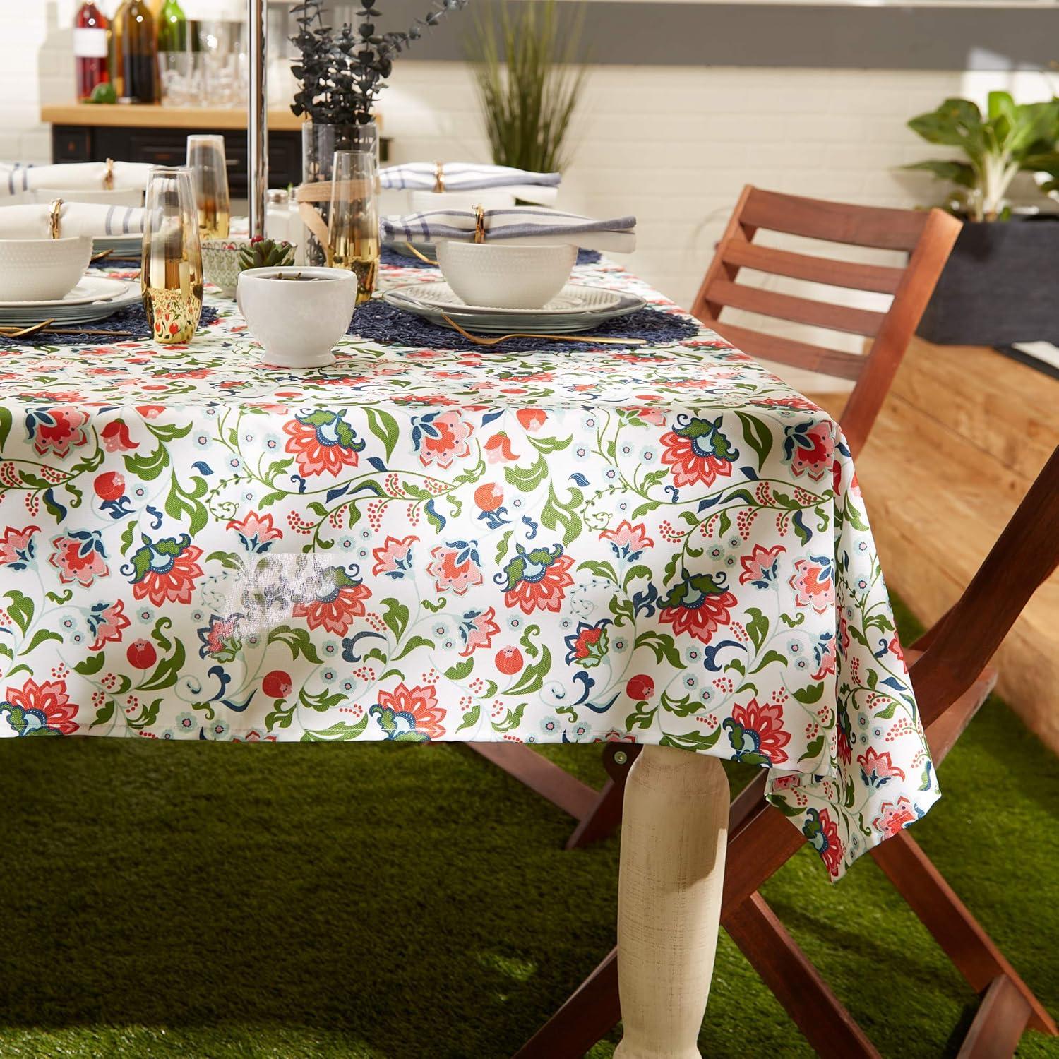 Design Imports  Garden Floral Print Outdoor Tablecloth With Zipper 60X84