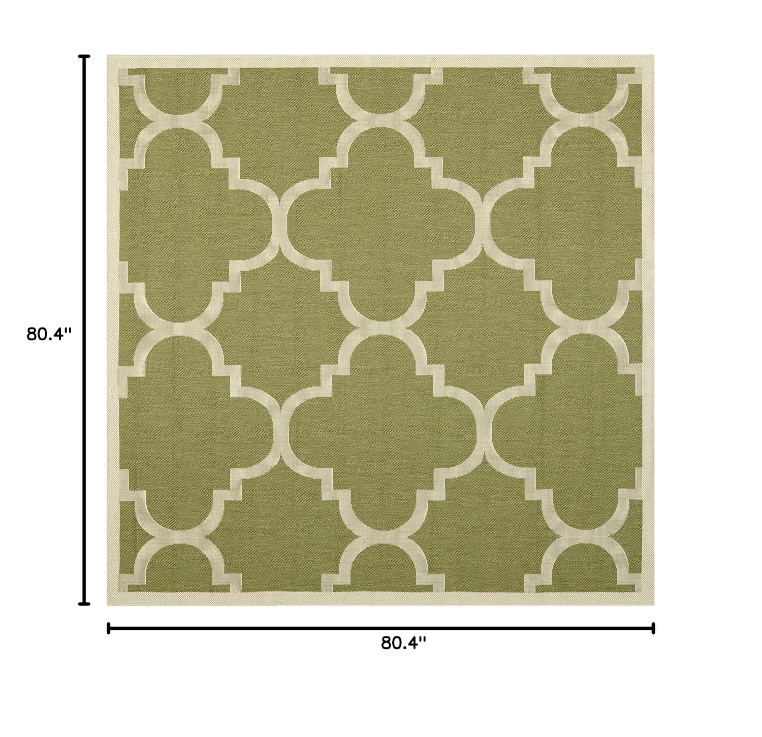 SAFAVIEH Courtyard Becky Geometric Indoor/Outdoor Area Rug, Green/Beige, 6'7" x 6'7" Square
