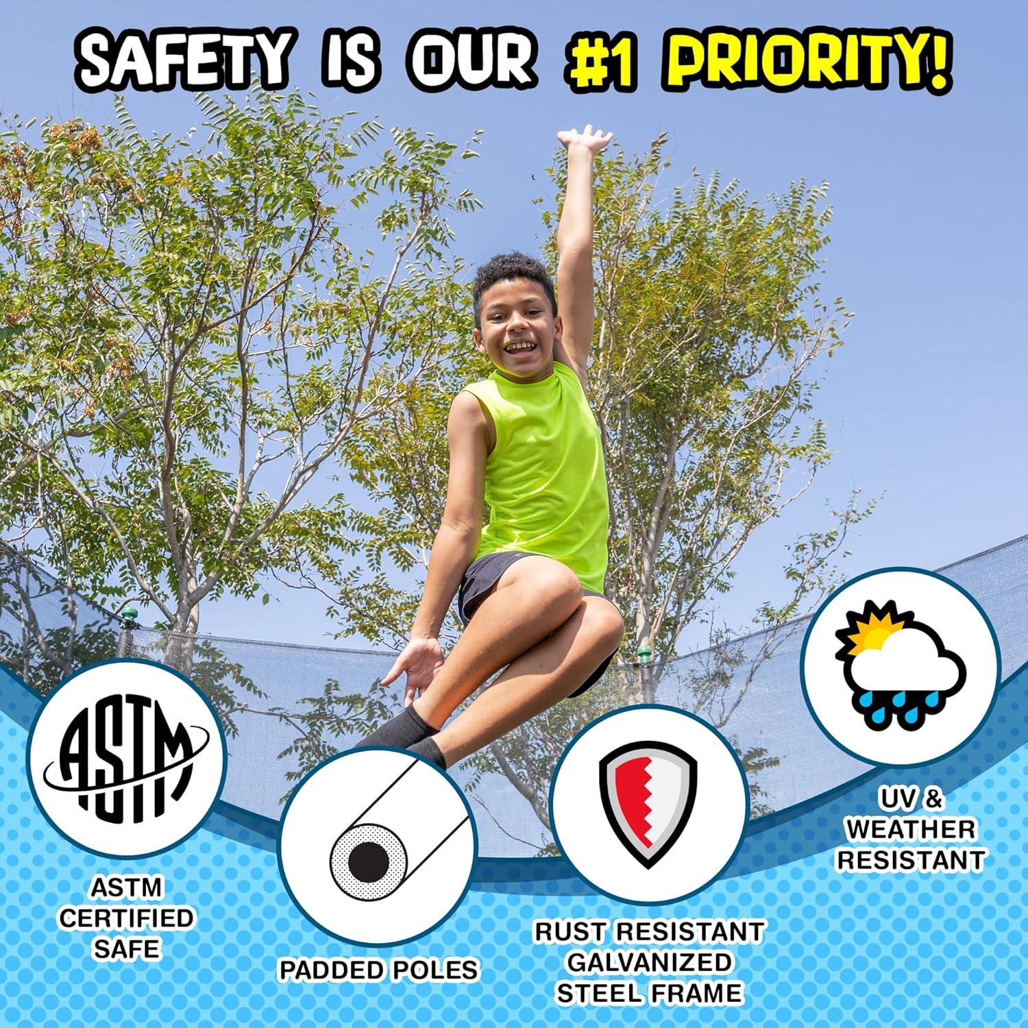 TruJump Sportspower TruJump 14' Round Trampoline with Safety Enclosure & with Lifetime Warranty on Jump Mat