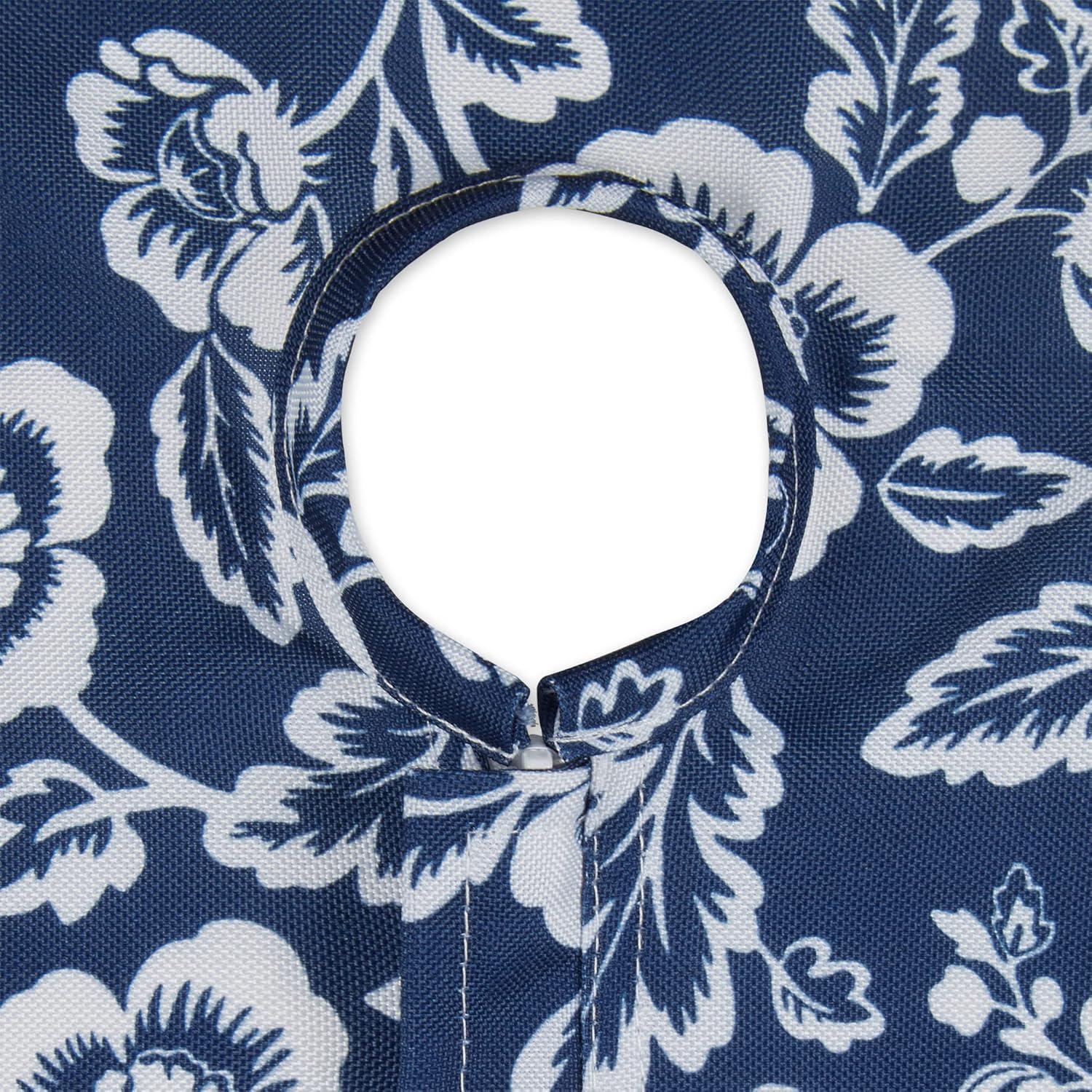 Design Imports Nautical Blue Floral Print Outdoor Tablecloth With Zipper 60X120