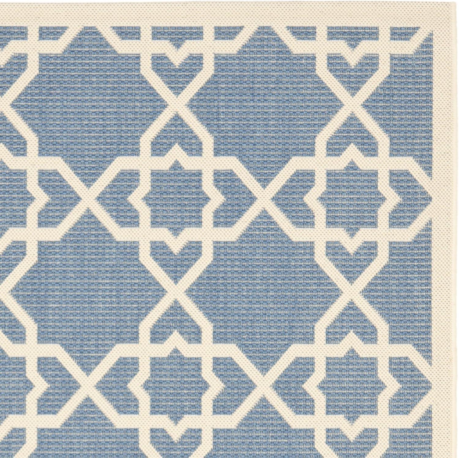 Courtyard CY6032 Power Loomed Indoor and Outdoor Area Rug - Blue/Beige - 5'3"x7'7" - Safavieh