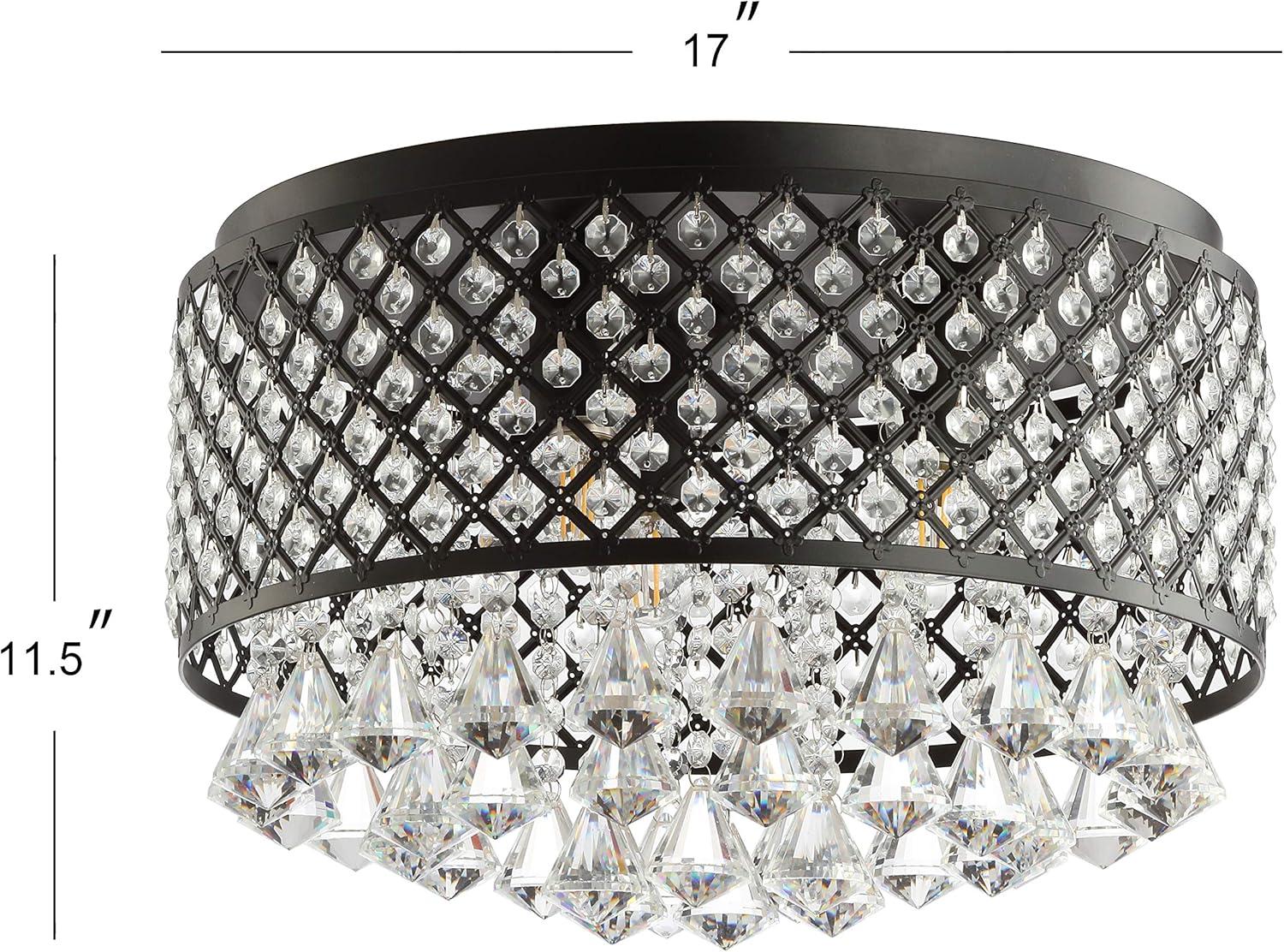 JONATHAN Y Evelyn 3-Light Crystal Drops/Metal LED Flush Mount