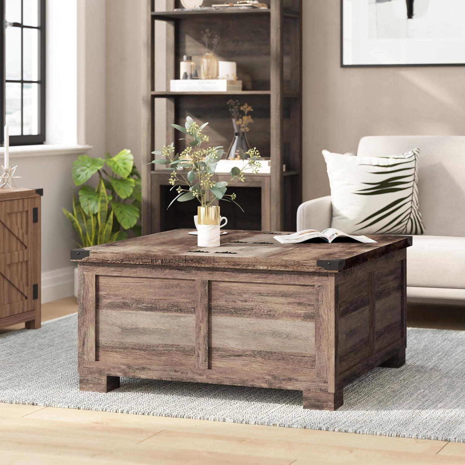 Taylor & Logan Willard Modern Farmhouse Coffee Table: Lift-Top, Engineered Wood, Lockable Hinges