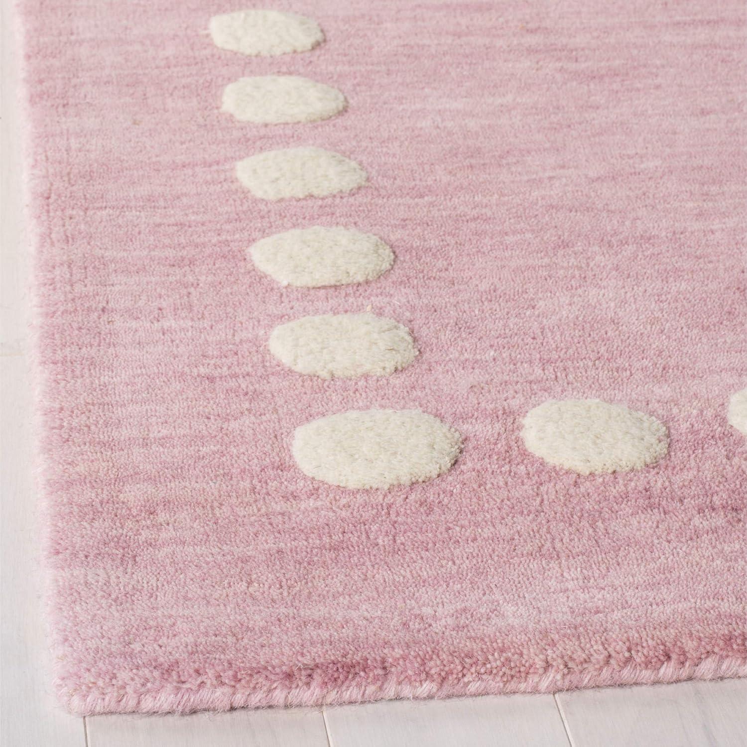 Hand-tufted Enchanted Garden Pink Wool Kids Rug - 5' x 8'