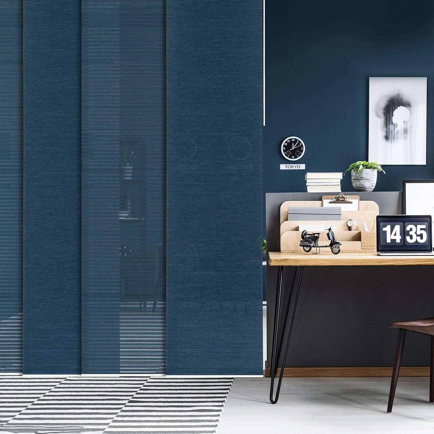 GoDear Design Adjustable Sliding Panel Room Divider 45.8"- 86" W x 96" H, Semi-Sheer, Meteor