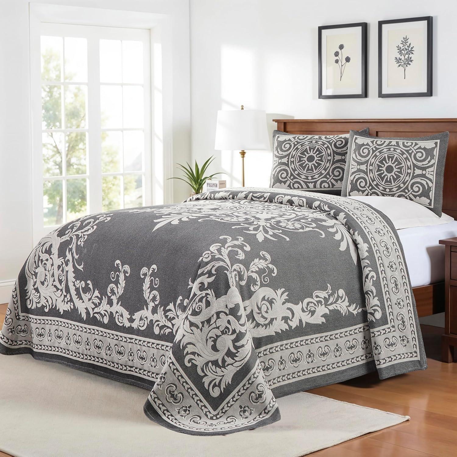 Superior Rio Lightweight Cotton Blend Woven Jacquard Traditional Medallion Bedspread/Coverlet Set