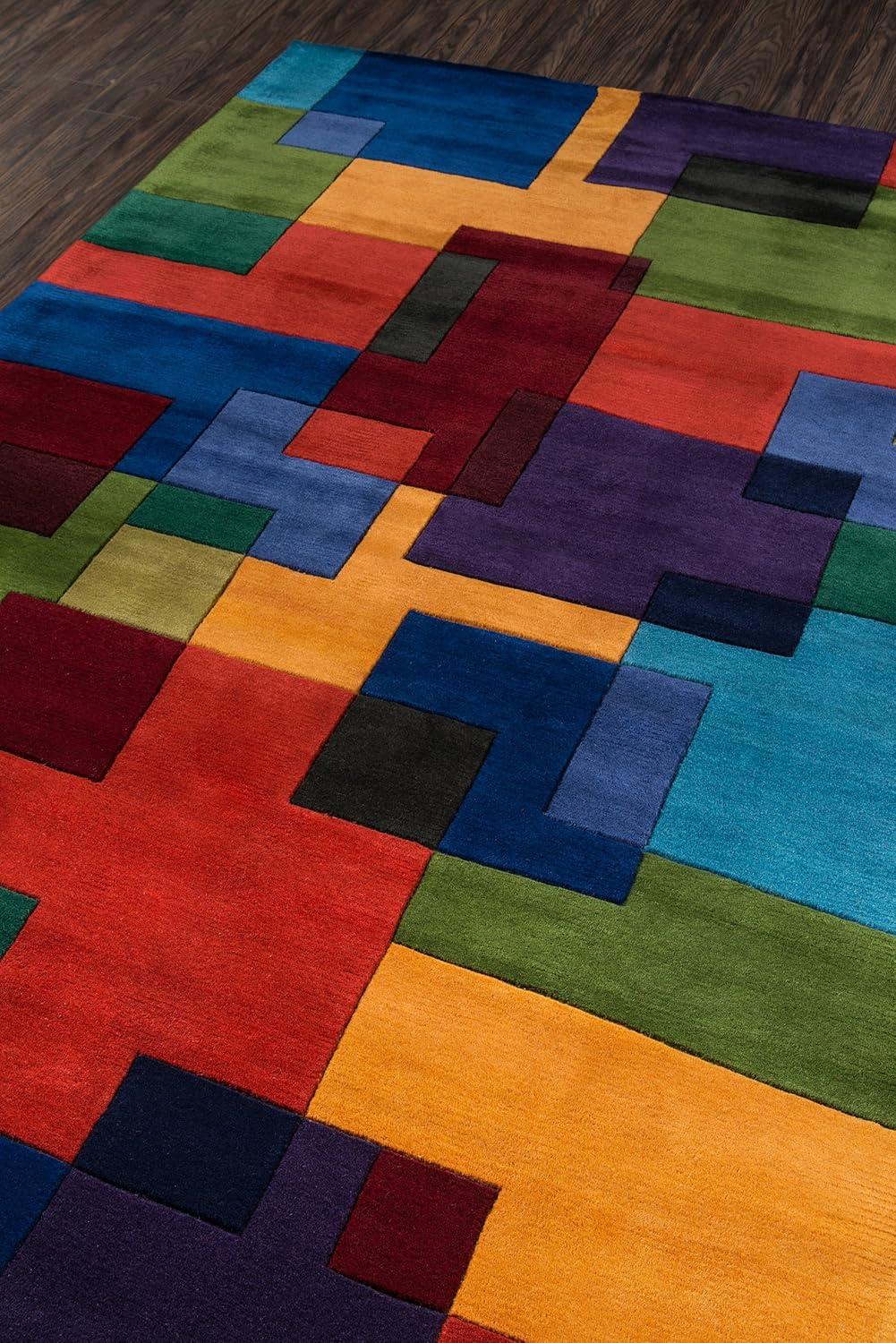 Handmade Multicolor Wool Geometric 4' x 6' Area Rug