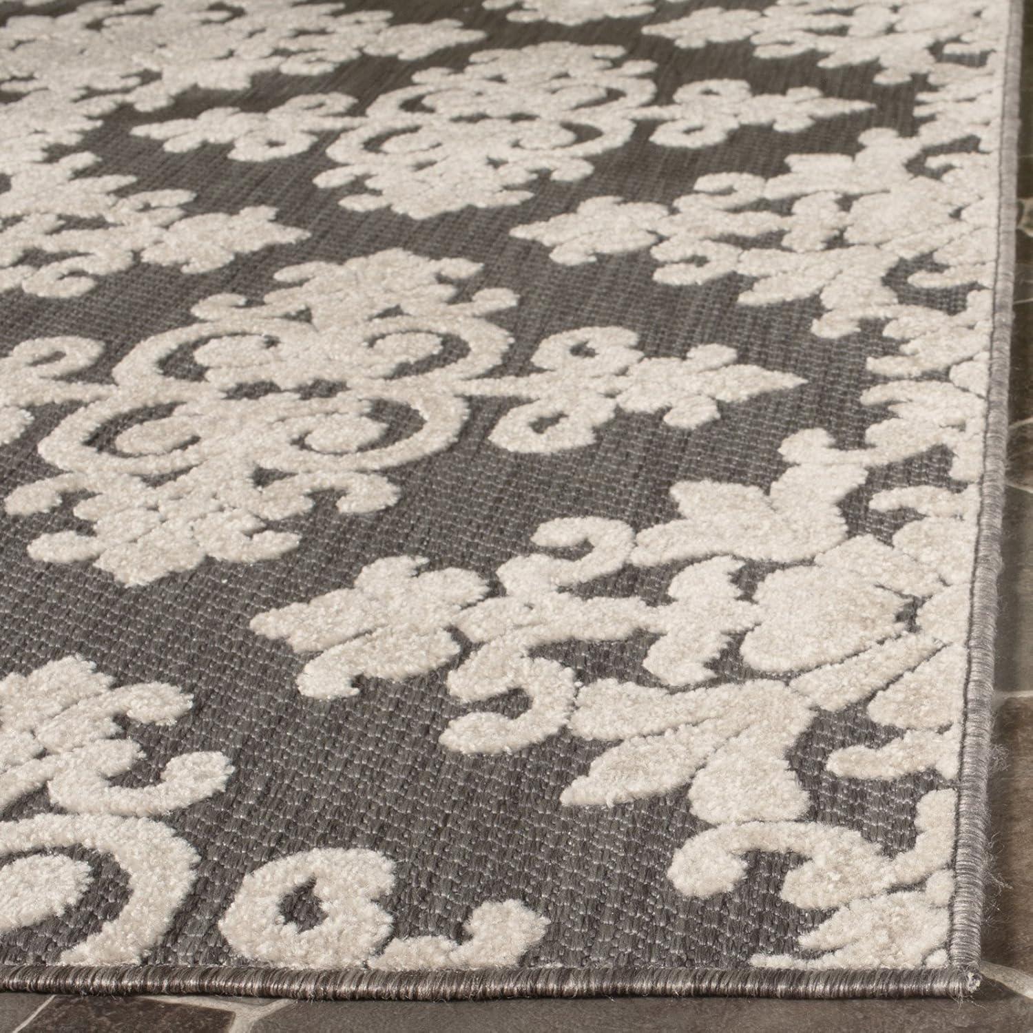 SAFAVIEH Cottage Damjan Geometric Floral Indoor/Outdoor Area Rug Taupe, 8' x 11'2"