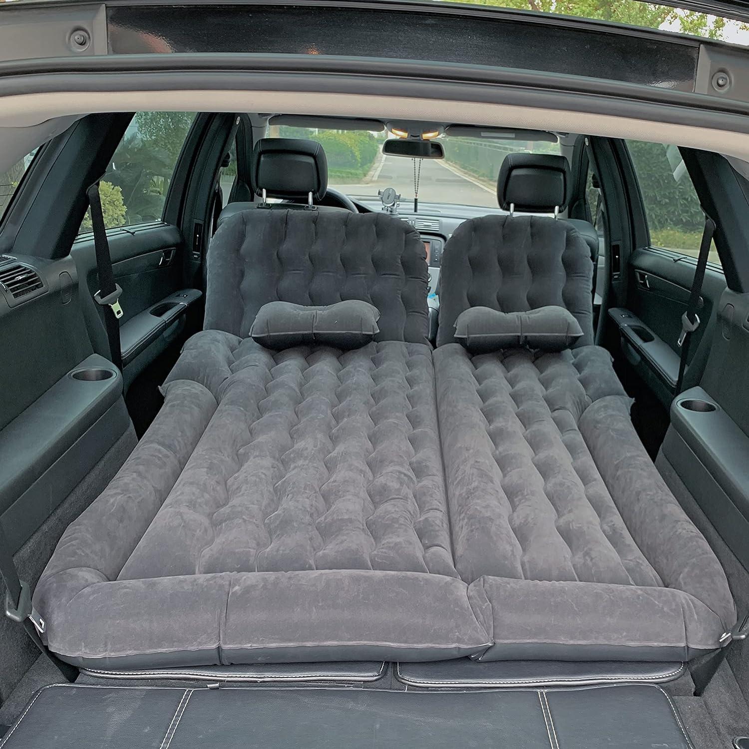 Black Plush Flocked-Top SUV Air Mattress with Pump and Pillows