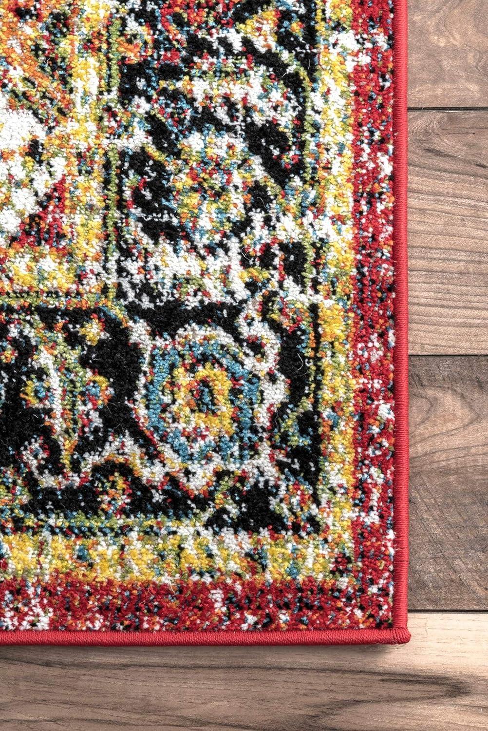 Reversible Multicolor Medallion 2' x 3' Synthetic Accent Rug