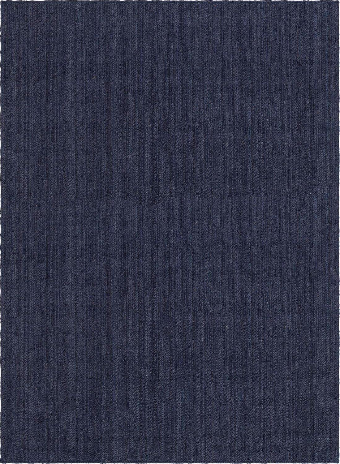 Unique Loom Braided Jute Collection Area Rug - Dhaka (10' x 14' 1" Rectangle Navy Blue)