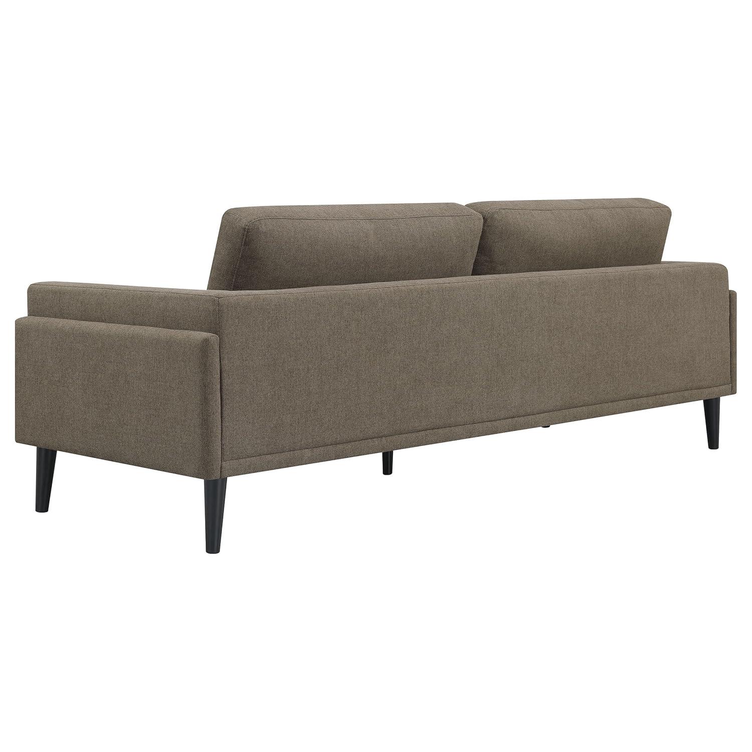 Coaster Rilynn Upholstered Fabric Sofa with Track Arms in Brown