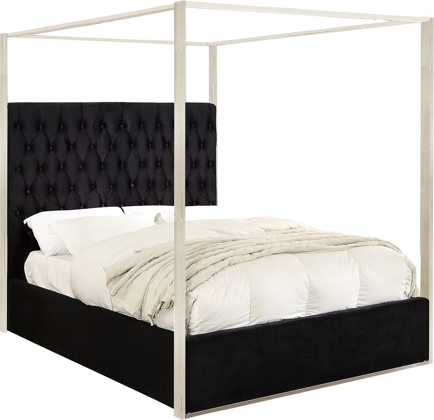 Homestock Gothic Grandeur Black Velvet Queen Bed