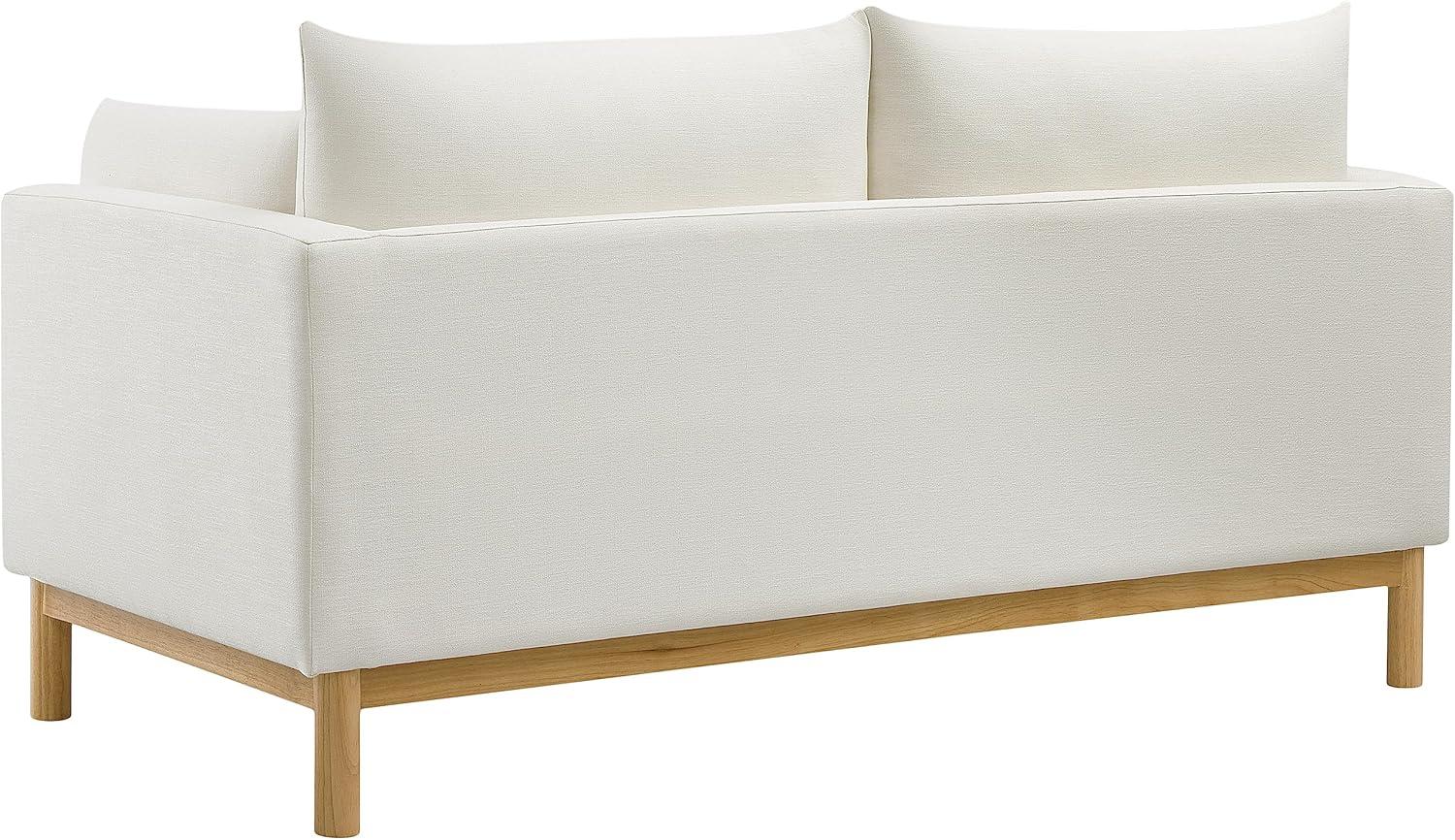 Meridian Furniture 157Cream-L Langham Collection Mid-Century Modern Linen Textured Fabric Upholstered Loveseat, Cream Linen Textured Fabric, Natural Finish Wood Base, 66" W x 33.5" D x 33" H, Cream