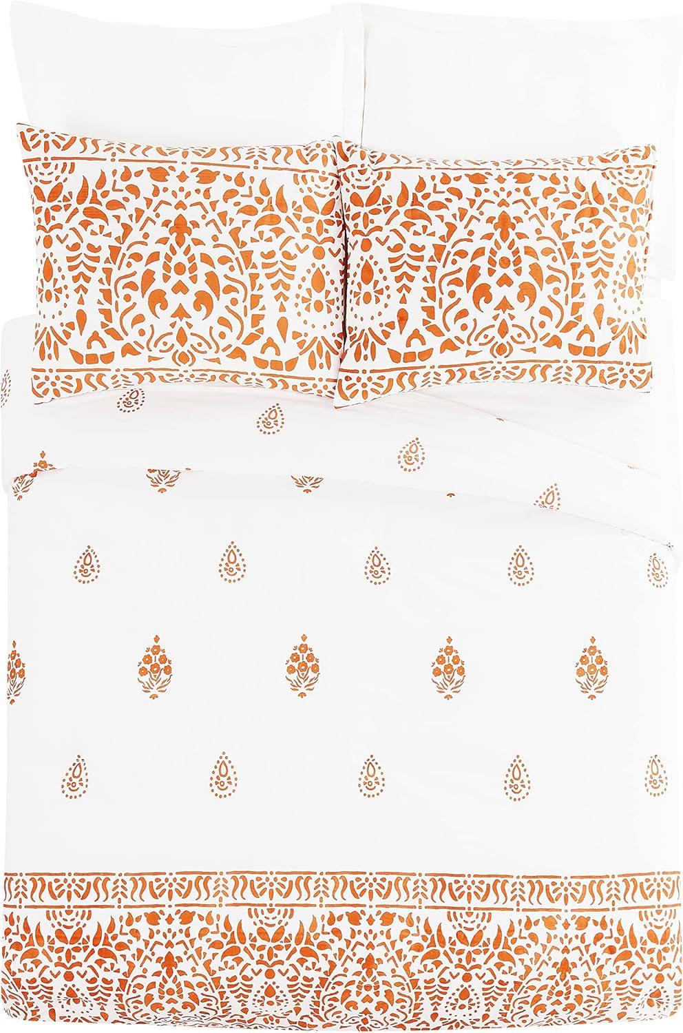 3pc Paloma Comforter Set Orange/White - Laurel & Mayfair