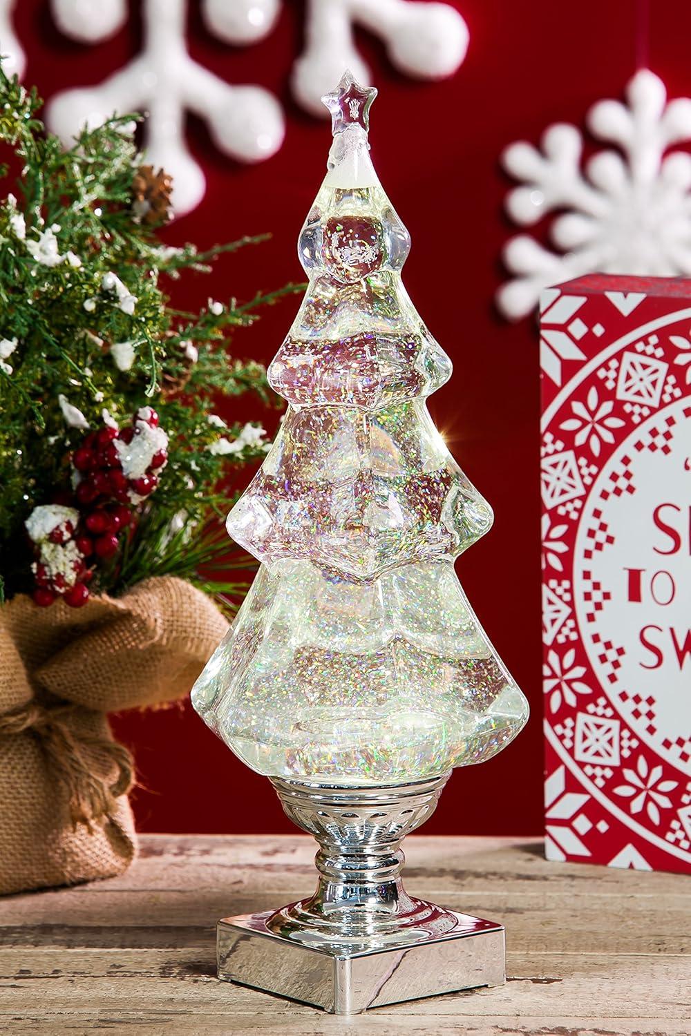 Evergreen Beautiful Christmas LED Liquid Motion Glitter Christmas Tree Table Top Decor - 5 x 5 x 14 Inches Indoor/Outdoor Decoration