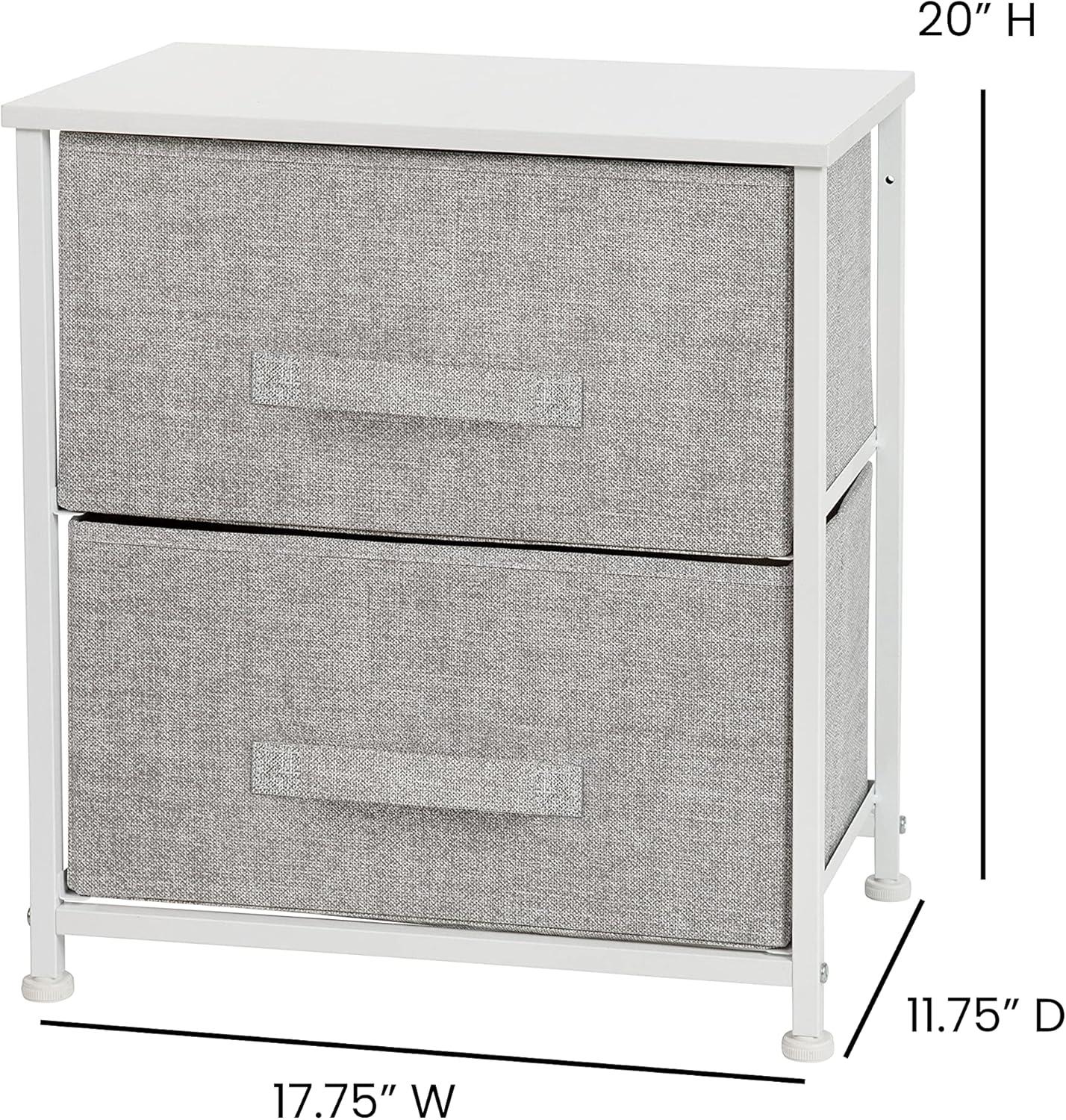 Flash Furniture Malone 2 Drawer Storage Stand with Wood Top & Fabric Pull Drawers