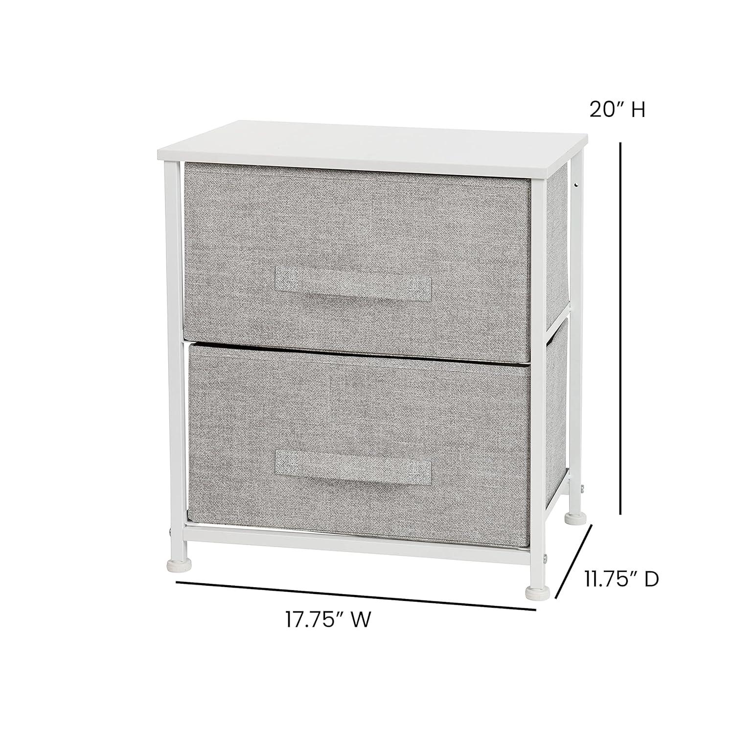 Flash Furniture Malone 2 Drawer Storage Stand with Wood Top & Fabric Pull Drawers