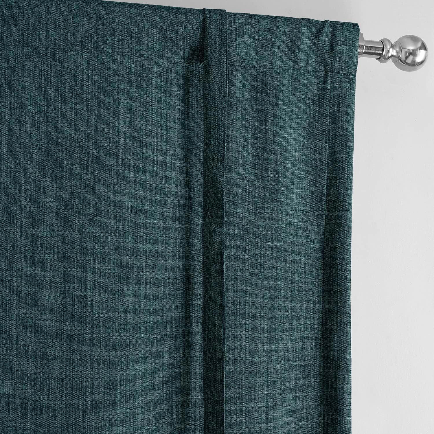 Exclusive Fabrics  Faux Linen Room Darkening Tie-Up Window Shade (1 Panel) 46 X 63 - Slate Teal