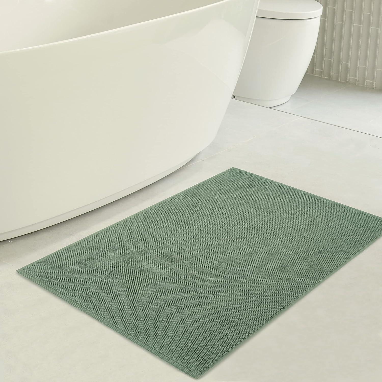 American Soft Linen 100% Cotton Turkish Bath Mat Rugs, Slip Resistant Bottom Base Bath Mats for Bathroom