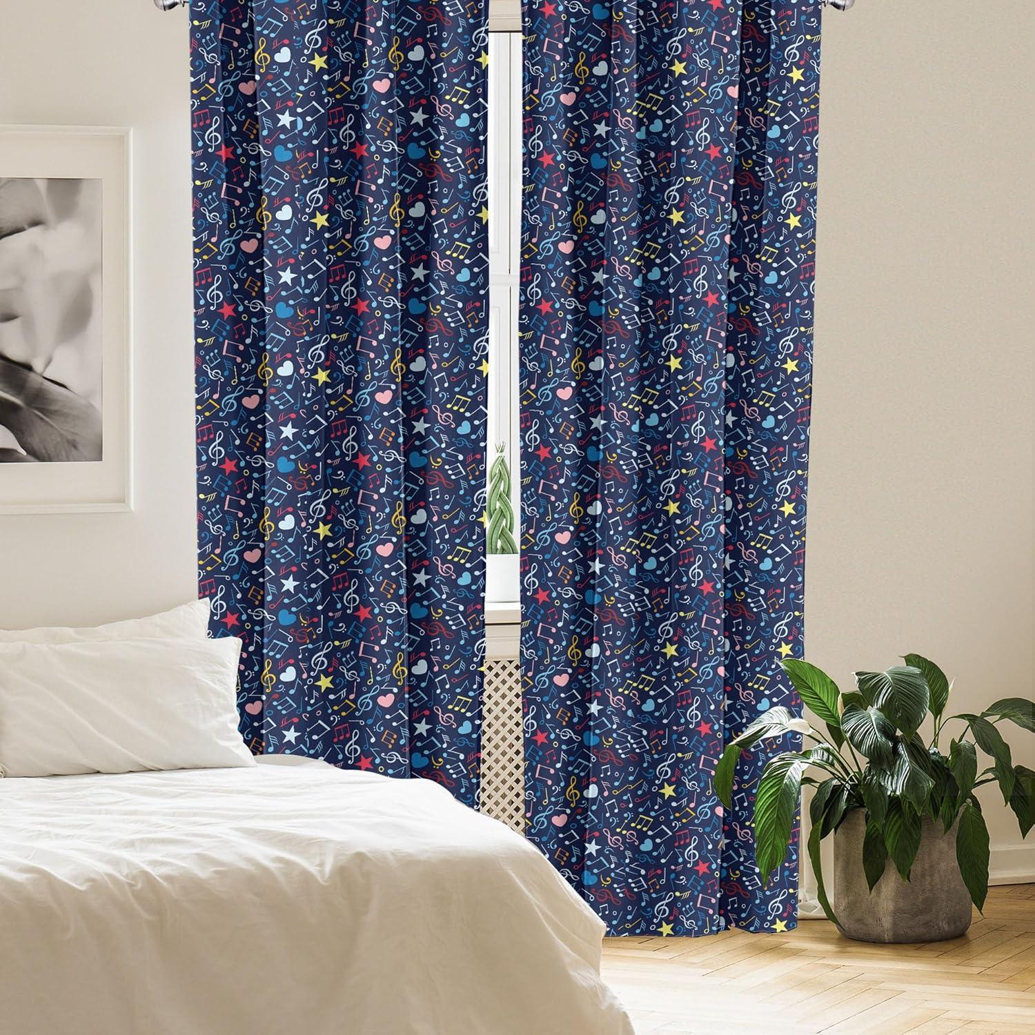 Rhythm in My Heart Music Note Pattern 28" x 84" Curtain Panels