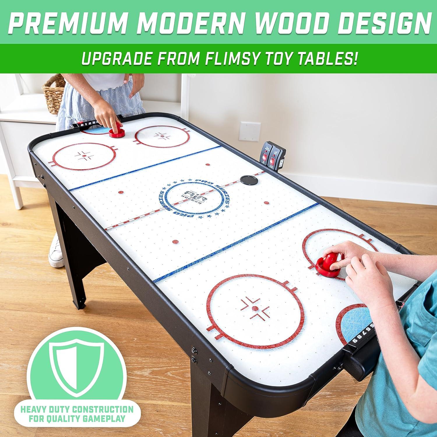 48 Inch Black Wood Air Hockey Table with LED Scoreboard