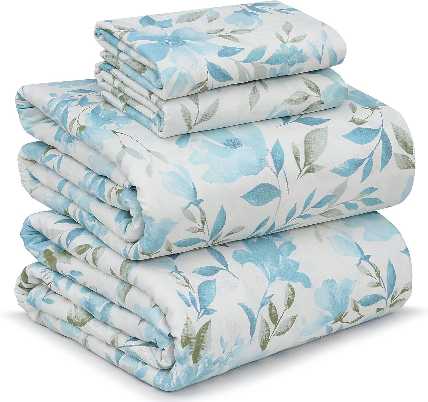 Erica Floral Full Cotton Percale Sheet Set