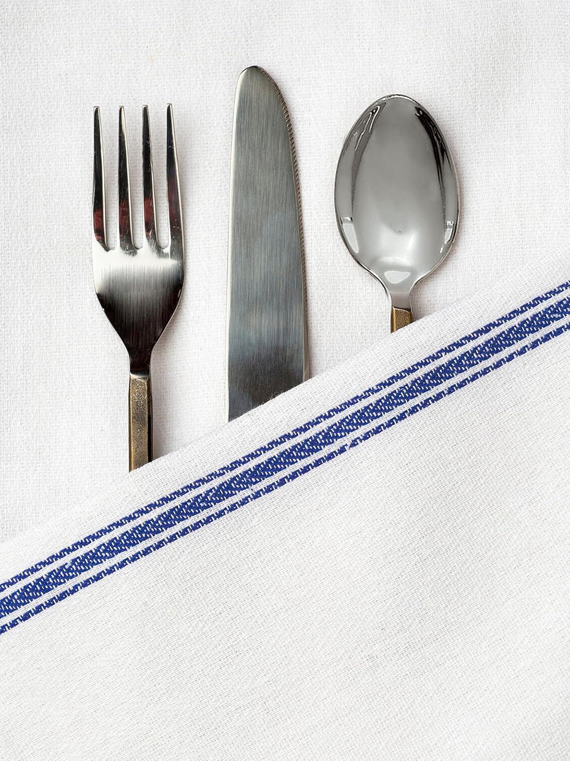 Kitchen Towels Set - 100% Pure Cotton Dish Towels for Kitchen, Super Absorbent Kitchen Hand Towel, Soft & Durable Dish Cloths, Pack of 12 – 15”x25”, Blue Stripe