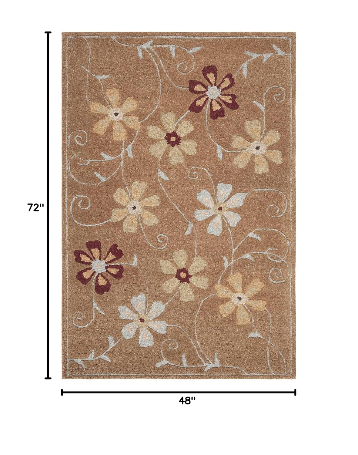 Blossom BLM784 Hand Hooked Area Rug - Camel/Multi - 4'x6' - Safavieh.